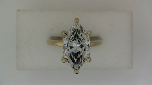 ReMARKable Designs Hidden Accent Lab-Grown Diamond Complete Engagement Ring in 14 Karat Yellow Gold with 2.61ct Hexagon Lab-Grown Diamond, Color: D, Clarity: VVS2