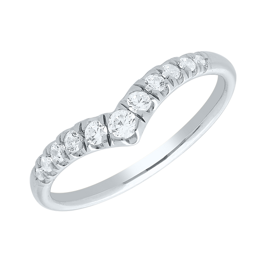 ReMARKable Designs Natural Diamond Contour Ladies Wedding Band in 14 Karat White Gold with 0.25ctw Round Diamonds