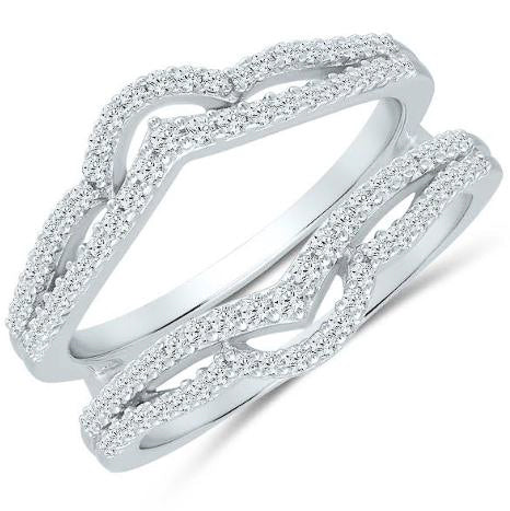 Enhancer Contour Ladies Wedding Band in 14 Karat White Gold with 0.50ctw Round Diamonds, Clarity: SI2, Color: G/H