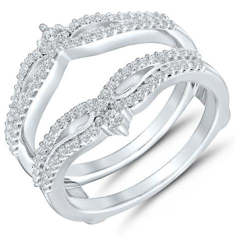 Natural Diamond Enhancer Ladies Wedding Band in 14 Karat White Gold with 0.48ctw Round Diamonds, Clarity: SI2, Color: G/H