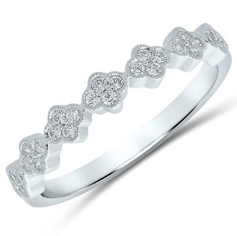 ReMARKable Designs Stackable Natural Diamond Ladies Wedding Band in 10 Karat White Gold with 0.20ctw Round Diamonds, Clarity: SI2, Color: G/H