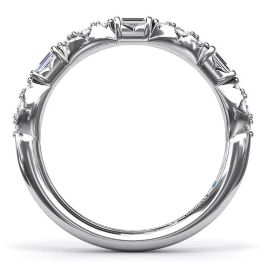 Fana Stackable Natural Diamond Ladies Wedding Band in 14 Karat White Gold with 0.32ctw Various Shapes Diamonds, Clarity: SI1, Color: G/H