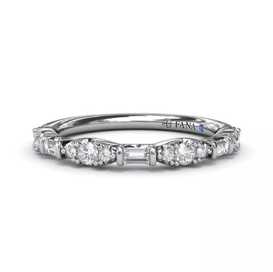 Fana Stackable Natural Diamond Ladies Wedding Band in 14 Karat White Gold with 0.32ctw Various Shapes Diamonds, Clarity: SI1, Color: G/H