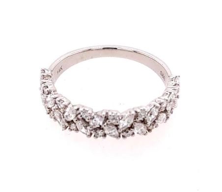 ReMARKable Designs Natural Diamond Ladies Wedding Band in 14 Karat White Gold with 0.67ctw Various Shapes Diamonds