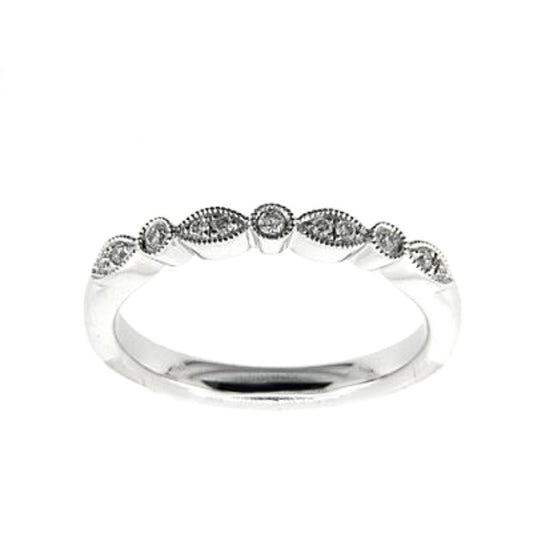 ReMARKable Designs - HEADQUARTERS - MONTGOMERYVILLE PA Natural Diamond Ladies Wedding Band in 14 Karat White Gold with 0.12ctw Round Diamonds, Clarity: SI1, Color: G/H