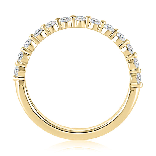 A. Jaffe Stackable Natural Diamond Ladies Wedding Band in 14 Karat Yellow Gold with 0.39ctw Round Diamonds, Clarity: SI1-SI2, Color: G