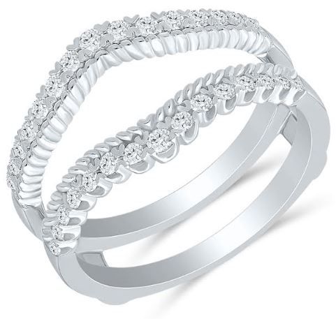 ReMARKable Designs Natural Diamond Enhancer Ladies Wedding Band in 14 Karat White Gold with 0.38ctw Round Diamonds