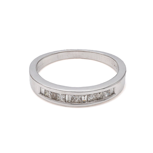 Marks Estate Dept 1 Stackable Ladies Wedding Band in 14 Karat White Gold with 0.24ctw Various Shapes Diamonds, Clarity: SI1-SI2, Color: H/I