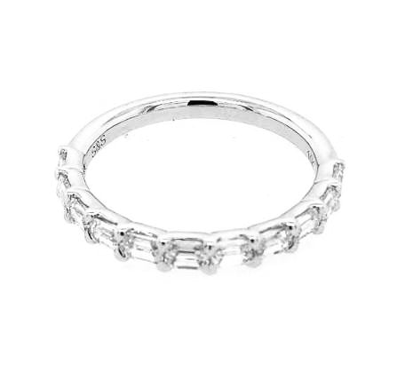 14K white gold diamond wedding band.