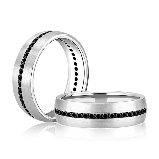 A. Jaffe Men's Natural Diamond Wedding Band in 14 Karat White Gold with 0.72ctw Round Diamonds