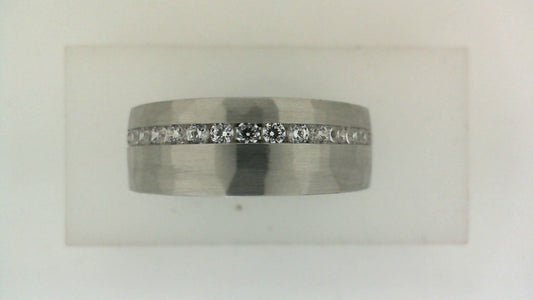 A. Jaffe Men's Carved Band in 14 Karat White Gold 8MM