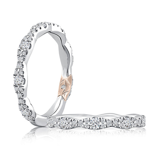 A. Jaffe Natural Diamond Ladies Wedding Band in 14 Karat White Gold with 0.51ctw Round Diamonds