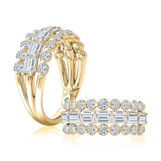 A. Jaffe Natural Diamond Ladies Band in 14 Karat Yellow Gold, Size 6
