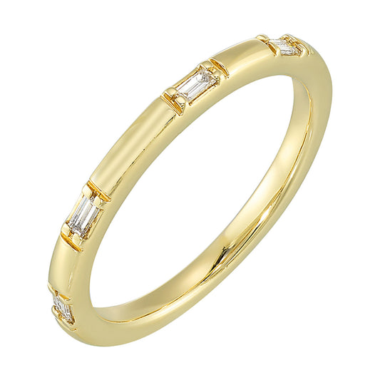 ReMARKable Designs Diamond Accent Ladies Wedding Band in 14 Karat Yellow Gold with 0.10ctw Baguette Diamonds
