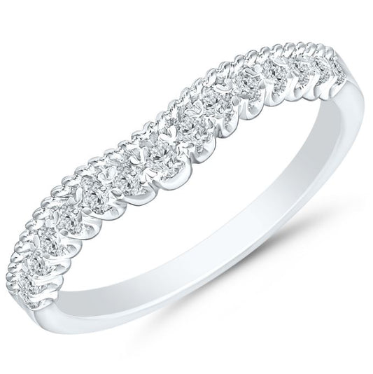 ReMARKable Designs Natural Diamond Contour Ladies Wedding Band in 14 Karat White Gold with 0.20ctw Round Diamonds
