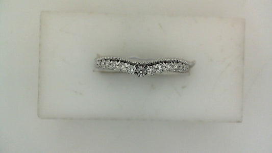 ReMARKable Designs Natural Diamond Contour Ladies Wedding Band in 14 Karat White Gold with 0.20ctw Round Diamonds
