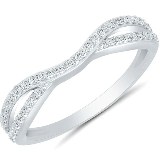 ReMARKable Designs Natural Diamond Contour Ladies Wedding Band in 14 Karat White Gold with 0.25ctw Round Diamonds