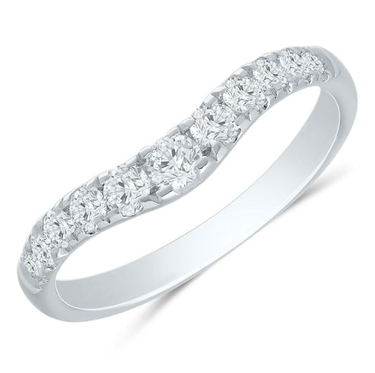 ReMARKable Designs Natural Diamond Contour Ladies Wedding Band in 14 Karat White Gold with 0.50ctw Round Diamonds