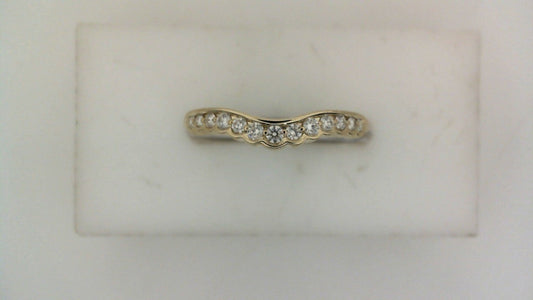 ReMARKable Designs Natural Diamond Contour Ladies Wedding Band in 14 Karat Yellow Gold with 0.16ctw Round Diamonds