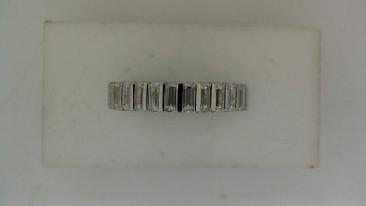 Natural Diamond Ladies Wedding Band in 14 Karat White with 0.88ctw Baguette Diamonds