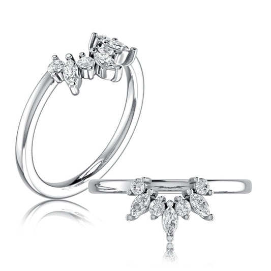 A. Jaffe Natural Diamond Enhancer Band in 14 Karat White Gold with 0.21ctw Marquise Diamonds
