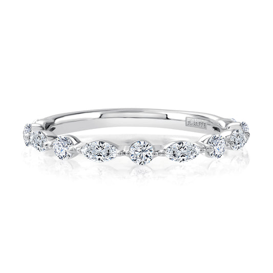 A. Jaffe Natural Diamond Enhancer Band in 14 Karat White Gold with 0.21ctw Marquise Diamonds