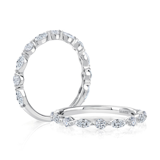 A. Jaffe Natural Diamond Enhancer Band in 14 Karat White Gold with 0.21ctw Marquise Diamonds