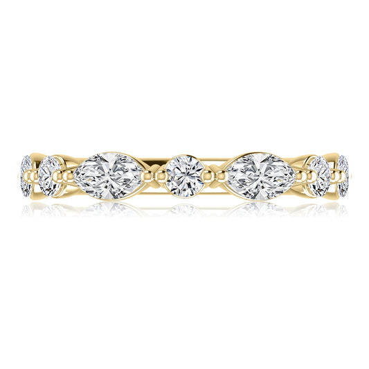 A. Jaffe Natural Diamond Stackable Ladies Wedding Band in 14 Karat Yellow Gold with 0.60ctw H/I SI2 Marquise Diamonds