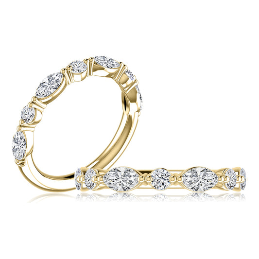 A. Jaffe Natural Diamond Stackable Ladies Wedding Band in 14 Karat Yellow Gold with 0.60ctw H/I SI2 Marquise Diamonds
