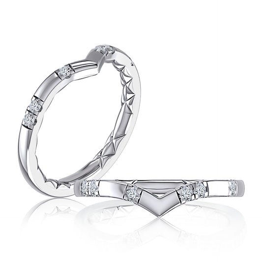A. Jaffe Natural Diamond Band in 14 Karat White Gold with 0.13ctw G SI1-SI2 Round Diamonds