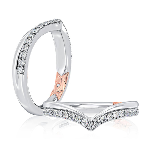 A. Jaffe Natural Diamond Band Ladies Wedding Band in 14 Karat White Gold with 0.13ctw G SI1-SI2 Round Diamonds