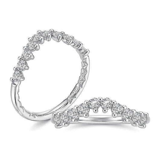 A. Jaffe Natural Diamond Ladies Wedding Band in 14 Karat White Gold with 0.13ctw G SI1-SI2 Round Diamonds