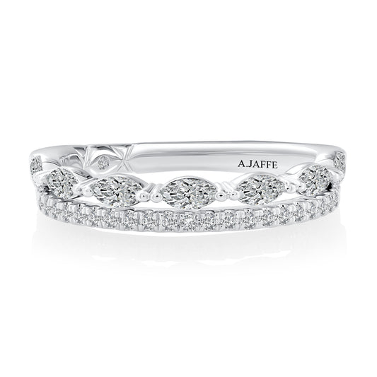 A. Jaffe Natural Diamond Band Ladies Wedding Band in 14 Karat White Gold with 0.13ctw G SI1-SI2 Round Diamonds