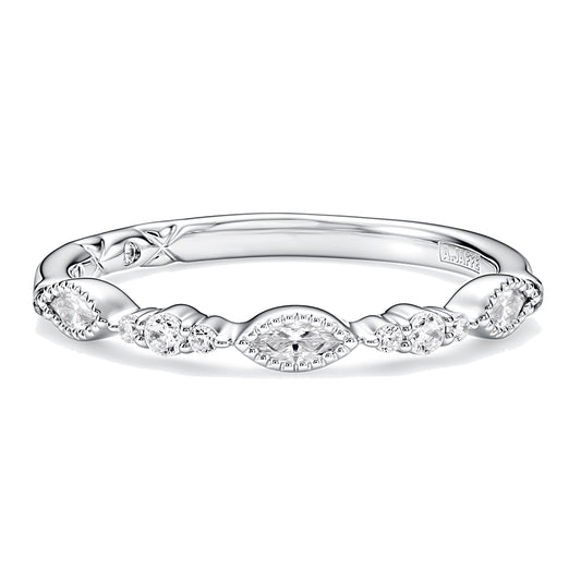 A. Jaffe Natural Diamond Band in 14 Karat White Gold with 0.24ctw Marquise Diamonds, Clarity: SI1-SI2, Color: G