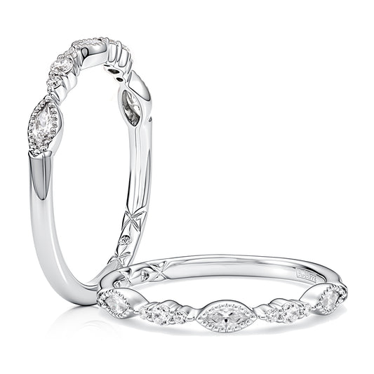A. Jaffe Natural Diamond Band in 14 Karat White Gold with 0.24ctw Marquise Diamonds, Clarity: SI1-SI2, Color: G