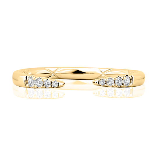 A. Jaffe Natural Diamond Ladies Wedding Band in 14 Karat Yellow Gold with 0.08ctw Round Diamonds