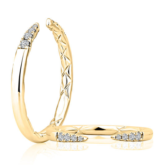 A. Jaffe Natural Diamond Ladies Wedding Band in 14 Karat Yellow Gold with 0.08ctw Round Diamonds