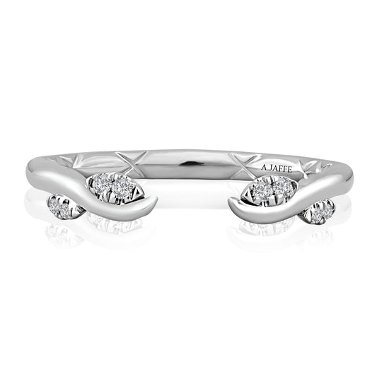 A. Jaffe Natural Diamond Ladies Wedding Band in 14 Karat White Gold with 0.06ctw Round Diamonds