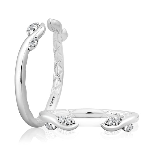 A. Jaffe Natural Diamond Ladies Wedding Band in 14 Karat White Gold with 0.06ctw Round Diamonds