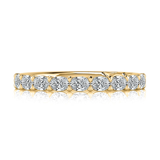 A. Jaffe Natural Diamond Ladies Wedding Band in 14 Karat Yellow Gold with 0.72ctw Oval Diamonds, Clarity: SI1-SI2, Color: G