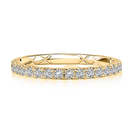 A. Jaffe Natural Diamond Ladies Wedding Band in 14 Karat Yellow Gold with 0.51ctw Round Diamonds, Clarity: SI1-SI2, Color: G