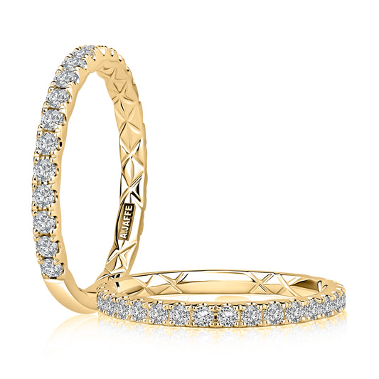 A. Jaffe Natural Diamond Ladies Wedding Band in 14 Karat Yellow Gold with 0.51ctw Round Diamonds, Clarity: SI1-SI2, Color: G