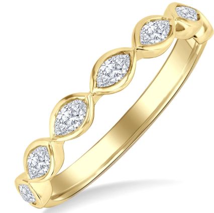 ReMARKable Designs Natural Diamond Ladies Wedding Band in 14 Karat Yellow Gold with 0.70ctw Marquise Diamonds, Color: I/J, Clarity: SI2-I1