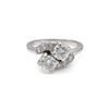 ReMarkable Estate Bypass Twin Ring with Natural Diamond in 14 Karat White Gold, Clarity: SI2, Color: H/I, Ladies Size 4