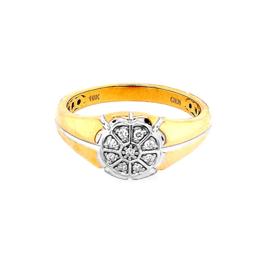Men's Diamond Accent Natural Diamond Fashion Ring in 10 Karat White - Yellow with 0.10ctw Round Diamonds