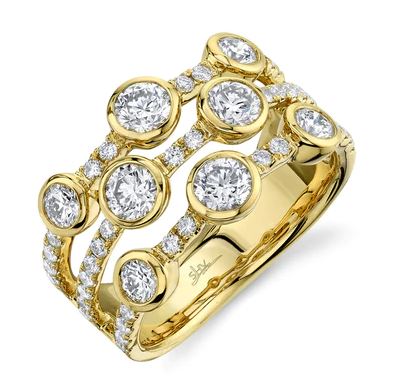 Shy Creations Natural Diamond Fashion Ring in 14 Karat Yellow Gold with 1.58ctw Round Diamonds, Clarity: SI1-SI2, Color: G/H