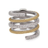 ALOR Diamond Accent Fashion Ring in Stainless Steel Cable - 18 Karat White - Yellow with 0.33ctw Round Diamond