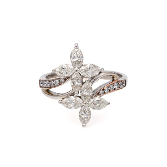 Marks Estate Dept 1 Estate Collection Natural Diamond Fashion Ring in 14 Karat White Gold with 1.44ctw Marquise Diamonds, Clarity: VS, Color: H/I