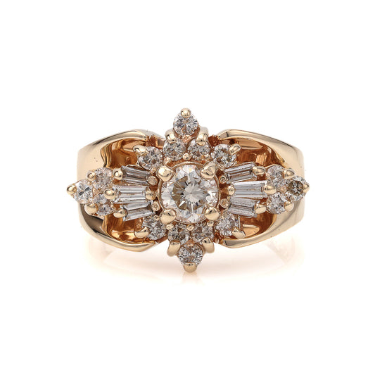 Marks Estate Dept 1 Estate Collection Natural Diamond Fashion Ring in 14 Karat Yellow Gold with 0.24ctw Round Diamond, Clarity: I1, Color: J