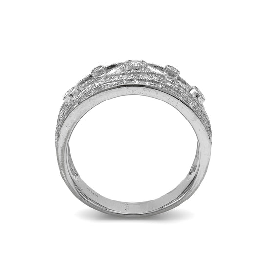 Marks Estate Dept 1 Estate Collection Natural Diamond Fashion Ring in 14 Karat White Gold with 0.75ctw Round Diamonds, Clarity: SI1-SI2, Color: G